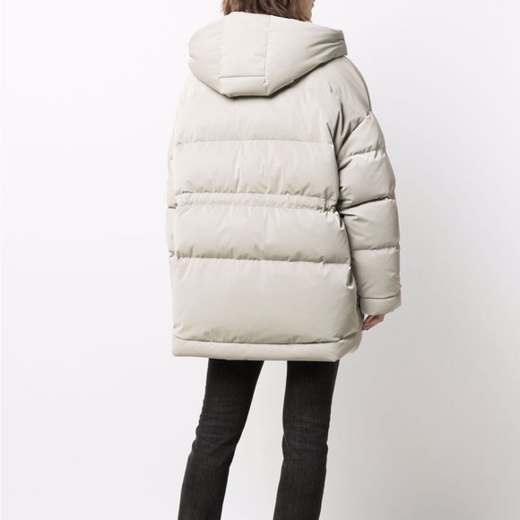 Off White Velvet Effect Puffer - Picture 8 of 11